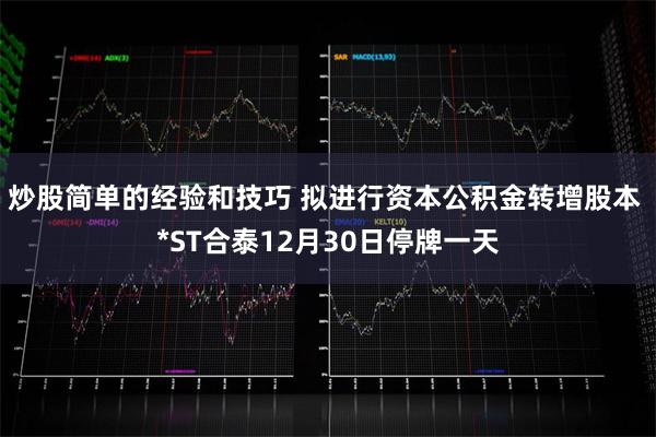 炒股简单的经验和技巧 拟进行资本公积金转增股本 *ST合泰1