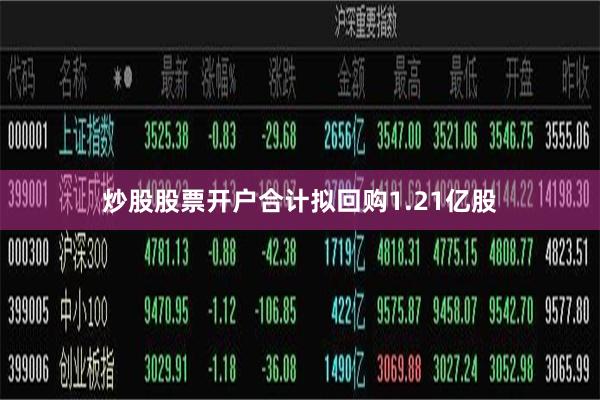 炒股股票开户合计拟回购1.21亿股